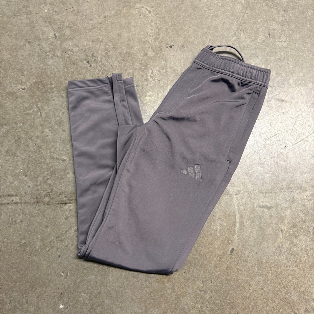 Adidas Mens Tapered Athletic Joggers Grey Zippered Ankle Training Pants Small